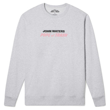Gray sweatshirt with 'John Waters' text on a white background Adult mens sweatshirt womens sweatshirt featuring John Waters